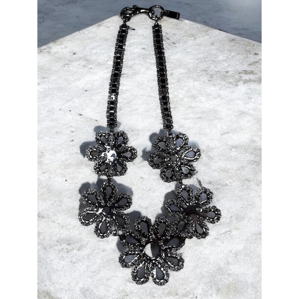 Coach Y2K Pavé Crystal Flower Necklace and New With Tags Flower Ring Size 6 - Picture 3 of 8
